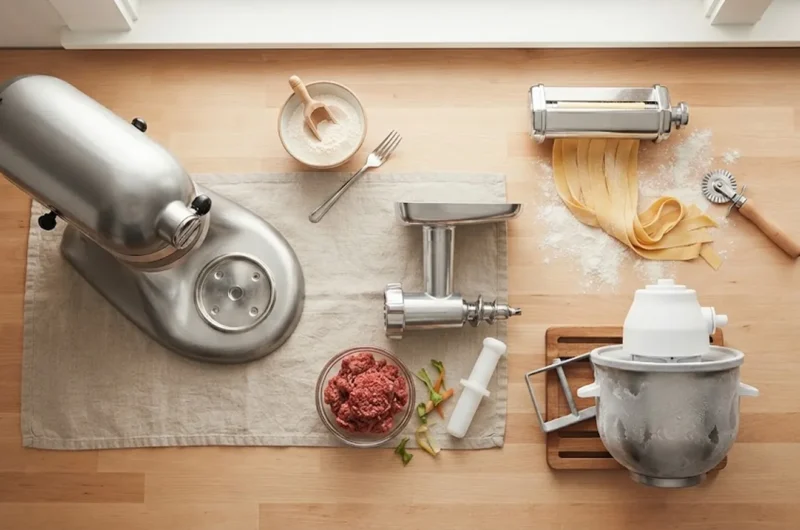 Stand mixer recipes beyond cake using pasta roller, grinder, and ice cream attachments